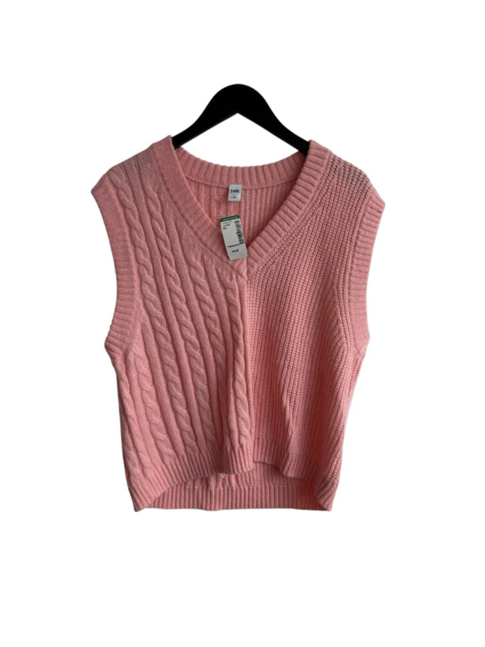 Simons Twik Pink Cable Knit V Neck Sweater Vest Size Large New with Tags